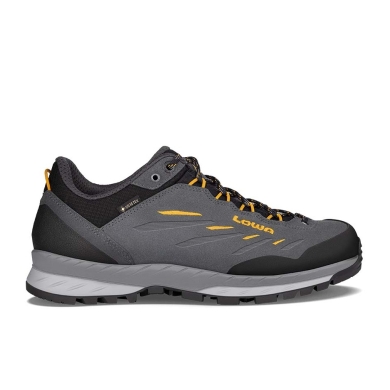 Lowa Hiking Shoes Delago Low GTX (Trekking, Split leather, waterproof) asphalt/mango Men